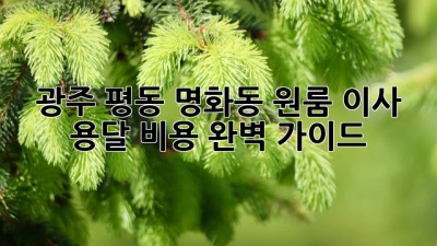 광주 평동, 명화동 원룸 이사 용달 비용 완벽 가이드